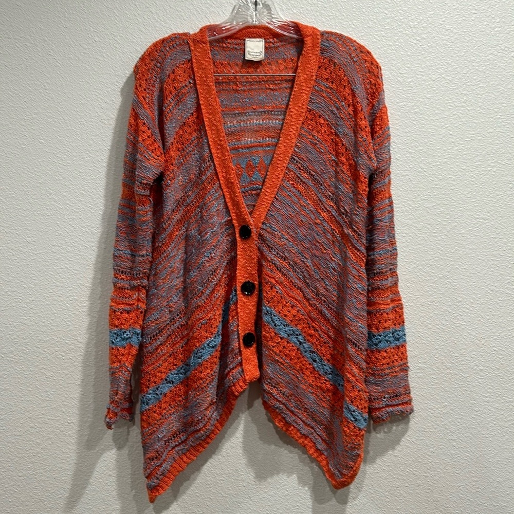 Puff & Bear Button Down Orange Long Sleeve Knit Cardigan SZ small